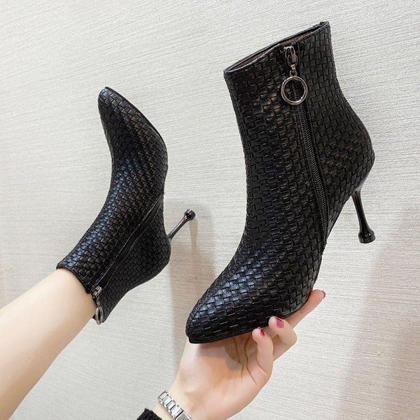 boots british style stiletto women's autumn and winter daily high-heeled zip pointed toe botas mujer, Black
boots british style stiletto women's autumn and winter daily high-heeled zip pointed toe botas mujer, Black