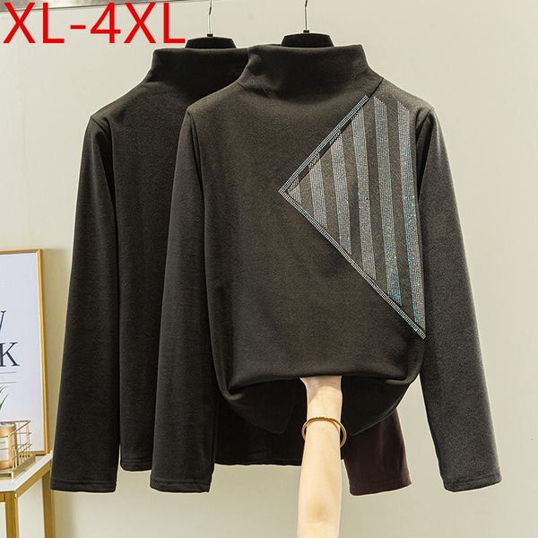 plus size t-shirt autumn winter women high collar long sleeve patchwork rhinestone large loose casual tees xl 2xl 3xl 4xl, Black
plus size t-shirt autumn winter women high collar long sleeve patchwork rhinestone large loose casual tees xl 2xl 3xl 4xl, Black