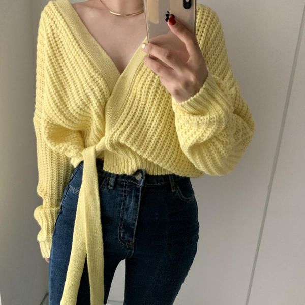 women's knits & tees lazy wind winter vintage solid lace-up knitted cardigan short coat autumn v-neck loose white knitwear sweater
women's knits & tees lazy wind winter vintage solid lace-up knitted cardigan short coat autumn v-neck loose white knitwear sweater
