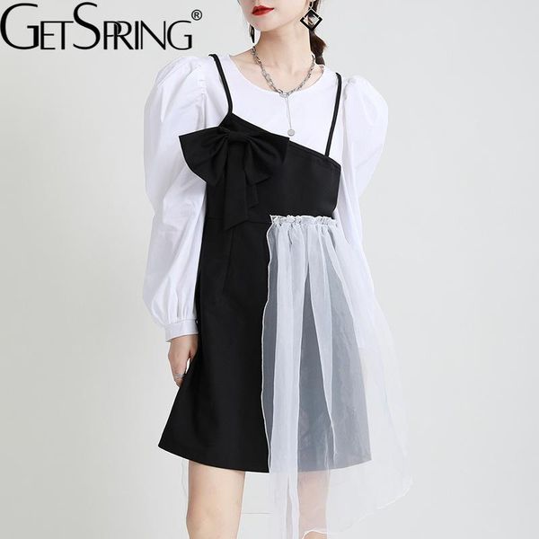 casual dresses getspring women dress puff sleeve patchwork asymmetry short irregular color matching fake two girls summer 2021, Black;gray
casual dresses getspring women dress puff sleeve patchwork asymmetry short irregular color matching fake two girls summer 2021, Black;gray