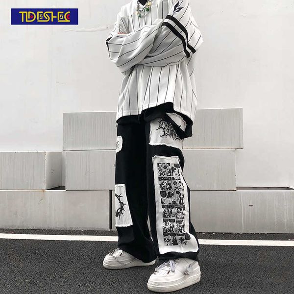 tideshec manga patch pants men's ins harajuku trousers casual loose straight wide leg black stitching patch anime printed jeans 211009, Blue
tideshec manga patch pants men's ins harajuku trousers casual loose straight wide leg black stitching patch anime printed jeans 211009, Blue