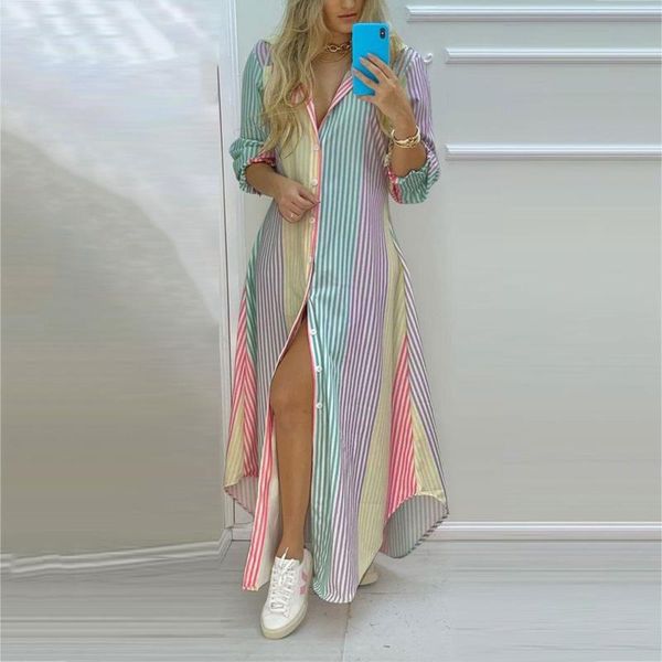 women's swimwear women maxi shirts dresses rainbow striped print turn-down collar long lacing slim wrap hips irregular hem vestidos 202, White;black
women's swimwear women maxi shirts dresses rainbow striped print turn-down collar long lacing slim wrap hips irregular hem vestidos 202, White;black