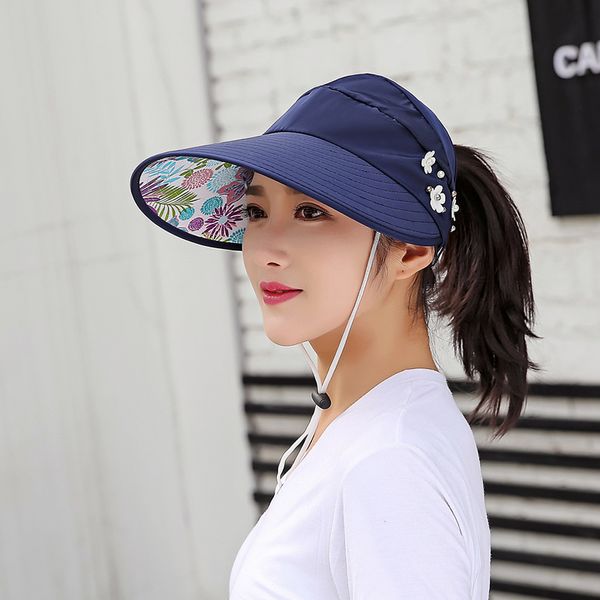 hat female summer all-matching outdoor pearl ess hat casual sun-proof sun hat riding sun, Blue;gray
hat female summer all-matching outdoor pearl ess hat casual sun-proof sun hat riding sun, Blue;gray