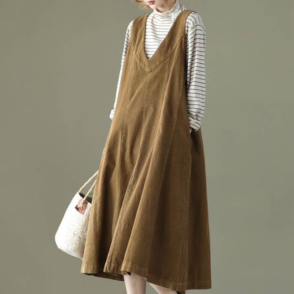 dresses 2021 spring vintage women's strap dresses corduroy midi vestidos oversized ladies sleeveless v-neck sundress holiday robe, Black;gray
dresses 2021 spring vintage women's strap dresses corduroy midi vestidos oversized ladies sleeveless v-neck sundress holiday robe, Black;gray