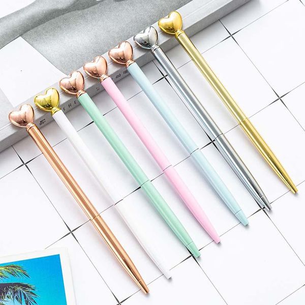 ballpoint pens kawaii love shape metal pen gold silver black color portable rollerball school writing supplies girl gifts, Blue;orange
ballpoint pens kawaii love shape metal pen gold silver black color portable rollerball school writing supplies girl gifts, Blue;orange