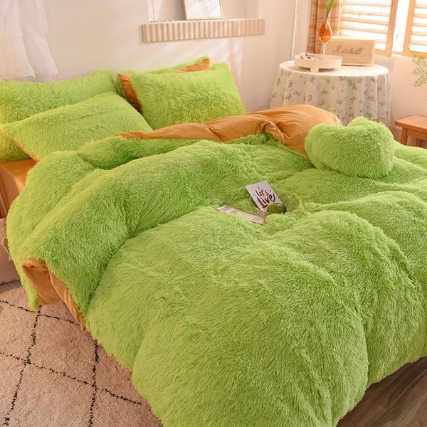 bedding sets green beige pink plush shaggy warm fleece girl set mink velvet double duvet cover bed sheet pillowcases home textile
bedding sets green beige pink plush shaggy warm fleece girl set mink velvet double duvet cover bed sheet pillowcases home textile