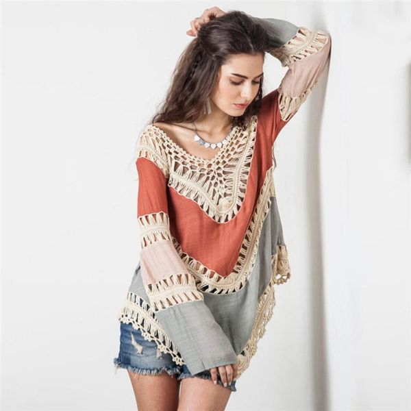 casual womens hole long sleeve lace splice patchwork bohemia blouse belt see through women shirt r15 women's blouses & shirts, White
casual womens hole long sleeve lace splice patchwork bohemia blouse belt see through women shirt r15 women's blouses & shirts, White