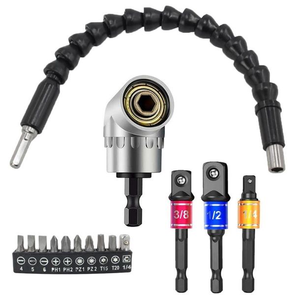 hand tools flexible drill bit extension,1/4 3/8 1/2" universal socket adapter set, 105° right angle extension, screwdriver kit
hand tools flexible drill bit extension,1/4 3/8 1/2" universal socket adapter set, 105° right angle extension, screwdriver kit