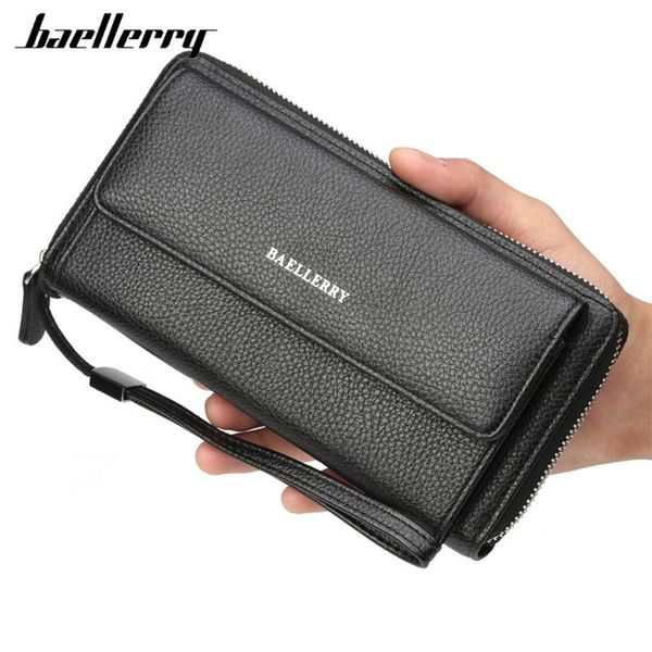 baellerry fashion wallet men clutch wallets zipper large capacity hand strap luxurious business solid purses for male, Red;black 
baellerry fashion wallet men clutch wallets zipper large capacity hand strap luxurious business solid purses for male, Red;black