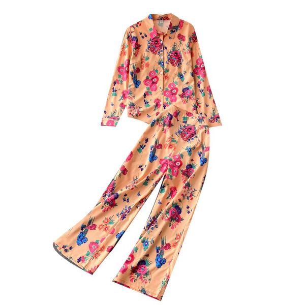 women's two piece pants ladies style professional suit shirt long sleeve wild design sense printed wide leg yujie fashion two-piece set, White
women's two piece pants ladies style professional suit shirt long sleeve wild design sense printed wide leg yujie fashion two-piece set, White