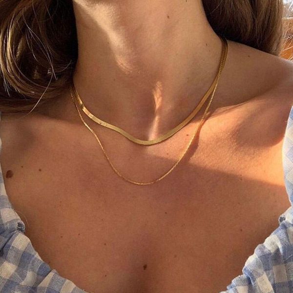chains stainless steel gold necklace for women charm snake chain double layer choker necklacs jewelry gift collar collier femme, Silver
chains stainless steel gold necklace for women charm snake chain double layer choker necklacs jewelry gift collar collier femme, Silver