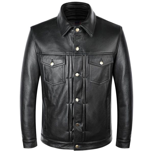 men's leather & faux business casual genuine jackets autumn spring biker motorcycle jacket fashion 100% cowhide real coats, Black
men's leather & faux business casual genuine jackets autumn spring biker motorcycle jacket fashion 100% cowhide real coats, Black