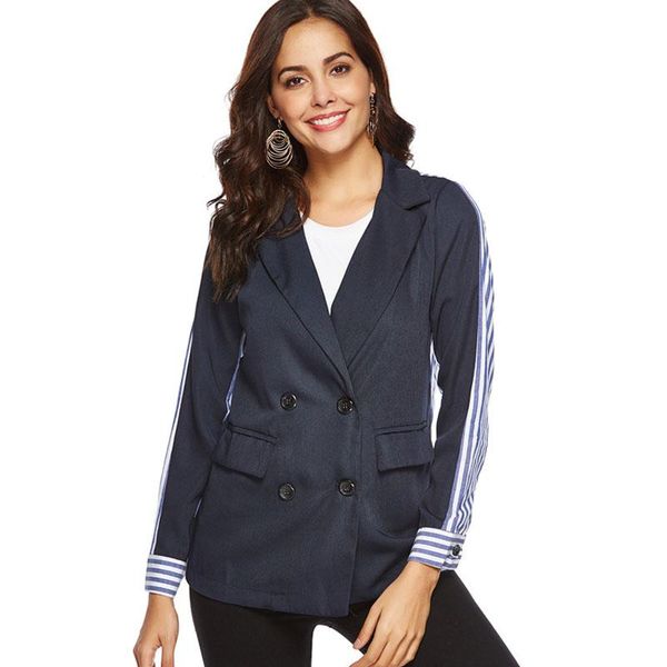 women's suits & blazers autumn 2021 women blazer jacket stripe patchwork notched double-breasted long sleeve coat outwear chaqueta muje, White;black
women's suits & blazers autumn 2021 women blazer jacket stripe patchwork notched double-breasted long sleeve coat outwear chaqueta muje, White;black