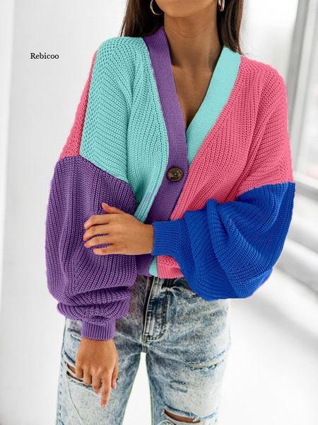 women's knits & tees women cardigan sweater color patchwork spring autumn fashion lady loose long sleeve single breasted knitted, White
women's knits & tees women cardigan sweater color patchwork spring autumn fashion lady loose long sleeve single breasted knitted, White