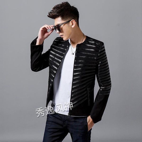 men's jackets autumn winter jacket slim spell leather striped nightclub men fashion trend long-sleeved coat, Black;brown
men's jackets autumn winter jacket slim spell leather striped nightclub men fashion trend long-sleeved coat, Black;brown