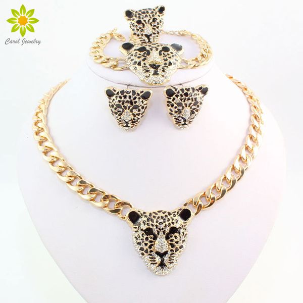 jewelry sets cool leopard head bracelet earrings ring necklace set for women trendy gold color costume african with rhinestone, Black
jewelry sets cool leopard head bracelet earrings ring necklace set for women trendy gold color costume african with rhinestone, Black