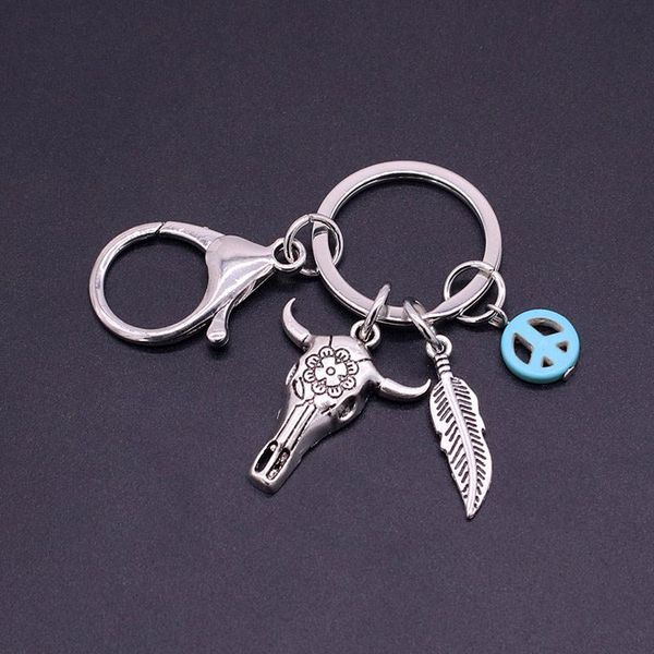 keychains fashion key chain bohemian alloy bull head leaf natural stone lady bag buckle retro jewelry, Silver
keychains fashion key chain bohemian alloy bull head leaf natural stone lady bag buckle retro jewelry, Silver