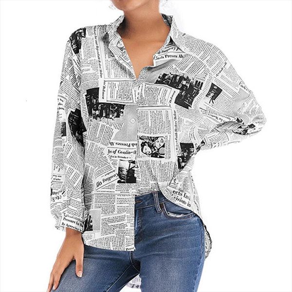 chemisier casual elegante letter fashion womens blouses newspaper button cardigan femme, White
chemisier casual elegante letter fashion womens blouses newspaper button cardigan femme, White