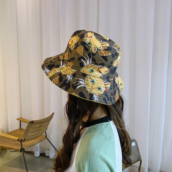 harajuku style cotton graffiti bucket hats travel sunscreen sun for women casual fashion double-sided cat print wide brim, Blue;gray
harajuku style cotton graffiti bucket hats travel sunscreen sun for women casual fashion double-sided cat print wide brim, Blue;gray