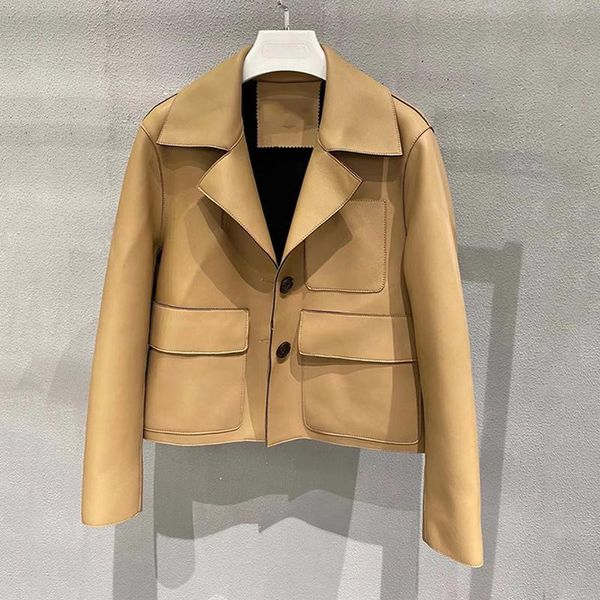 women's leather & faux shzq 2021 jacket spring real coats genuine sheepskin outwear female windbreaker, Black
women's leather & faux shzq 2021 jacket spring real coats genuine sheepskin outwear female windbreaker, Black