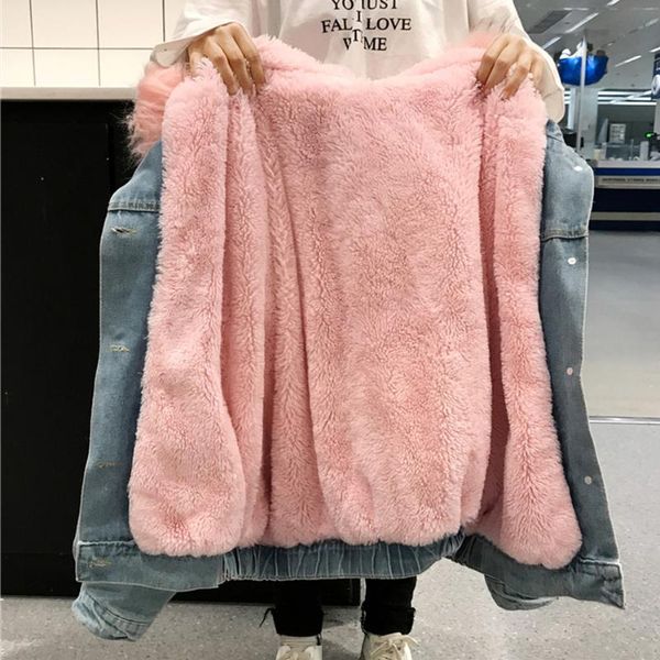 women's jackets hooded fur denim women liner cotton winter thicker coats ladies casual jacket female plus size loose outerwear top, Black;brown
women's jackets hooded fur denim women liner cotton winter thicker coats ladies casual jacket female plus size loose outerwear top, Black;brown