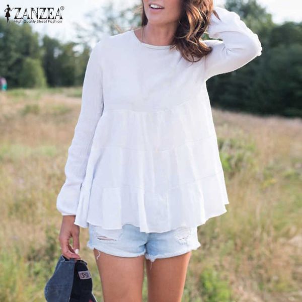 women's blouses & shirts blouses fashion solid o neck tunic casual puff sleeve ruffle blusas female spring b hs40, White
women's blouses & shirts blouses fashion solid o neck tunic casual puff sleeve ruffle blusas female spring b hs40, White
