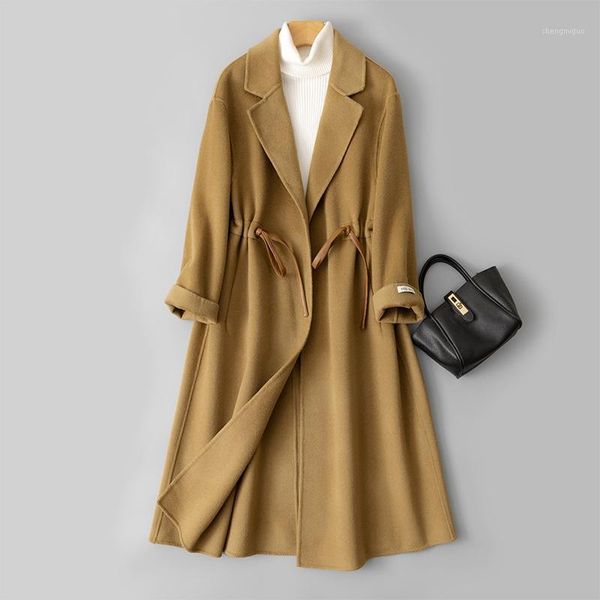 double sided cashmere overcoat women's mid long 2021 korean high end loose hepburn fashionable woolen winter wool & blends, Black
double sided cashmere overcoat women's mid long 2021 korean high end loose hepburn fashionable woolen winter wool & blends, Black
