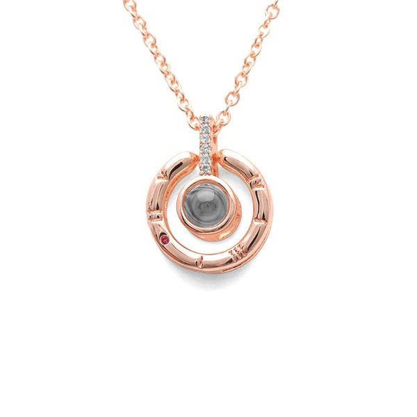 

pendant necklaces hainon rose gold color 100 language i love you projection necklace romantic memory wedding stainless steel, Silver