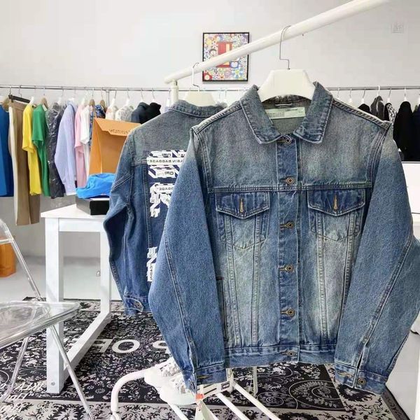 off fashion brand airport 21 adhesive strip tannin denim jacket men's and women's back arrow, Black
off fashion brand airport 21 adhesive strip tannin denim jacket men's and women's back arrow, Black