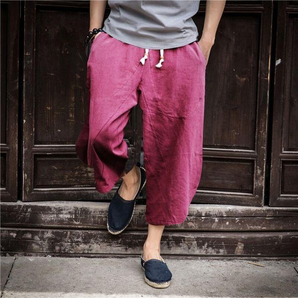 men's pants linen cropped trousers male 2021 summer cotton and casual loose large size fat, Black
men's pants linen cropped trousers male 2021 summer cotton and casual loose large size fat, Black