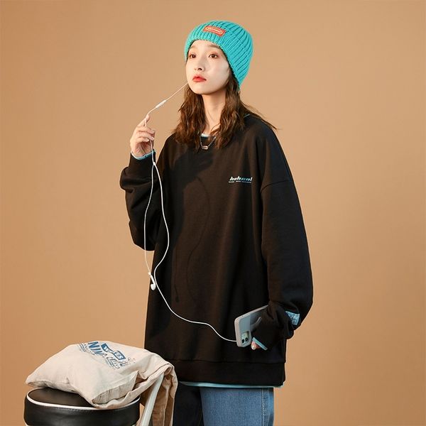 hanlu clothing 2021 autumn winter new fake two-piece round neck sweater women's contrast color armband lazy coat, Black
hanlu clothing 2021 autumn winter new fake two-piece round neck sweater women's contrast color armband lazy coat, Black