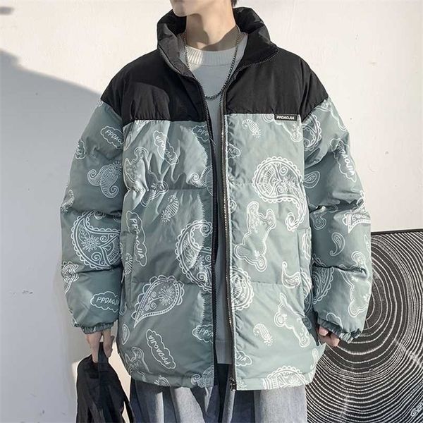 men street trend thicken jackets winter color blocking couples bread stand collar parkas casual retro print padded jacket 211214, Black
men street trend thicken jackets winter color blocking couples bread stand collar parkas casual retro print padded jacket 211214, Black
