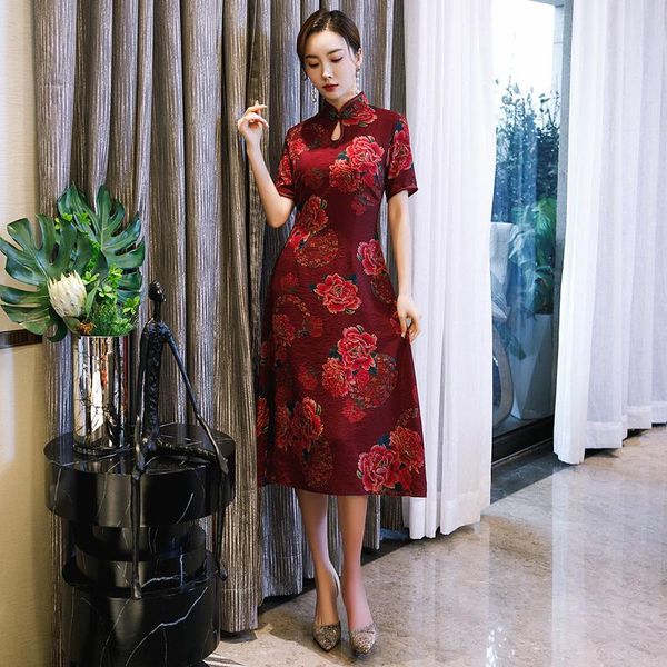 ethnic clothing plus size -4xl traditional chinese dresses cheongsam flower print long qipao split tang costume lady, Red
ethnic clothing plus size -4xl traditional chinese dresses cheongsam flower print long qipao split tang costume lady, Red