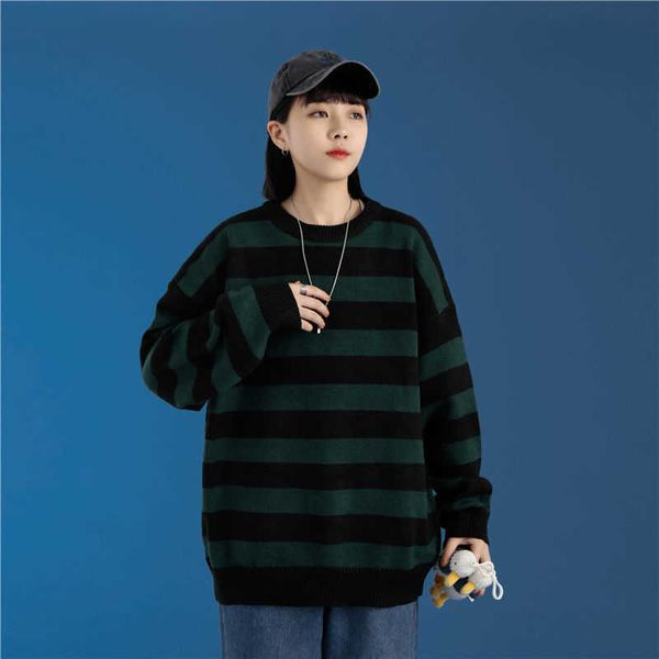 fashion green and black stripe knitted sweater men and women's autumn winter round neck casual trend pullover clothingp0805, White;black
fashion green and black stripe knitted sweater men and women's autumn winter round neck casual trend pullover clothingp0805, White;black