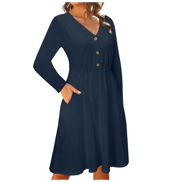 casual dresses women's solid color midi dress causal loose long sleeve v-neck button women with pockets vestido, Black;gray
casual dresses women's solid color midi dress causal loose long sleeve v-neck button women with pockets vestido, Black;gray