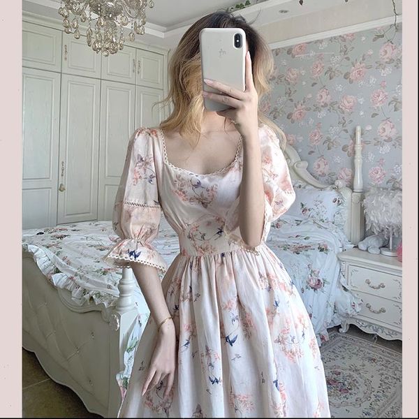 vintage womens dress french style women dresses half sleeve square colar retro floral print woman summer femme vestidos, Black;gray
vintage womens dress french style women dresses half sleeve square colar retro floral print woman summer femme vestidos, Black;gray