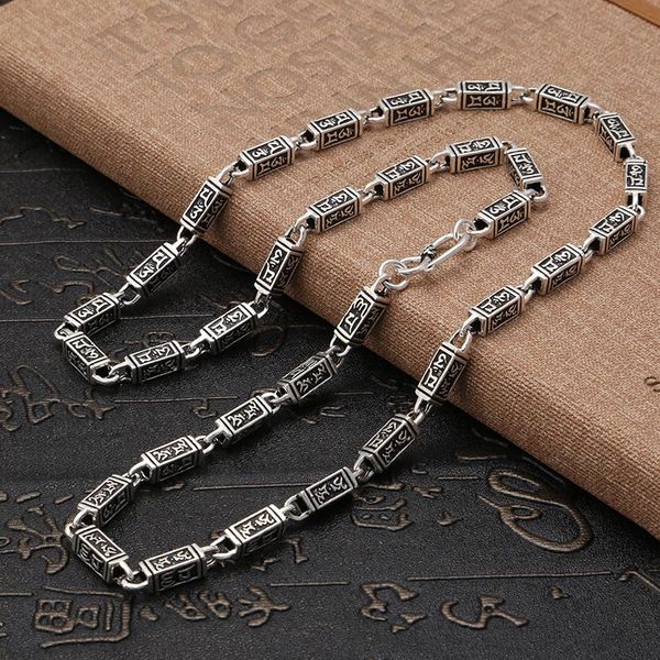 fashion necklace for men 925 sterling silver jewellery vintage chinese style personality om mani padme hum chain chokers, Golden;silver
fashion necklace for men 925 sterling silver jewellery vintage chinese style personality om mani padme hum chain chokers, Golden;silver