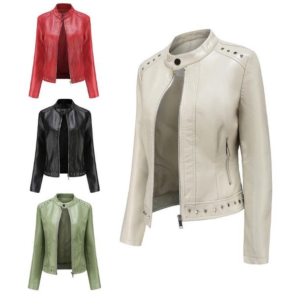 rivet fashion stand collar leather jacket women s-5xl pure color casual spring/autumn jackets, Black;brown
rivet fashion stand collar leather jacket women s-5xl pure color casual spring/autumn jackets, Black;brown