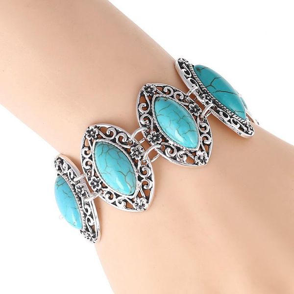 link, chain vintage natural stone bracelets for women bohemian personality geometric silver color charm femme wedding party jewelry, Black
link, chain vintage natural stone bracelets for women bohemian personality geometric silver color charm femme wedding party jewelry, Black