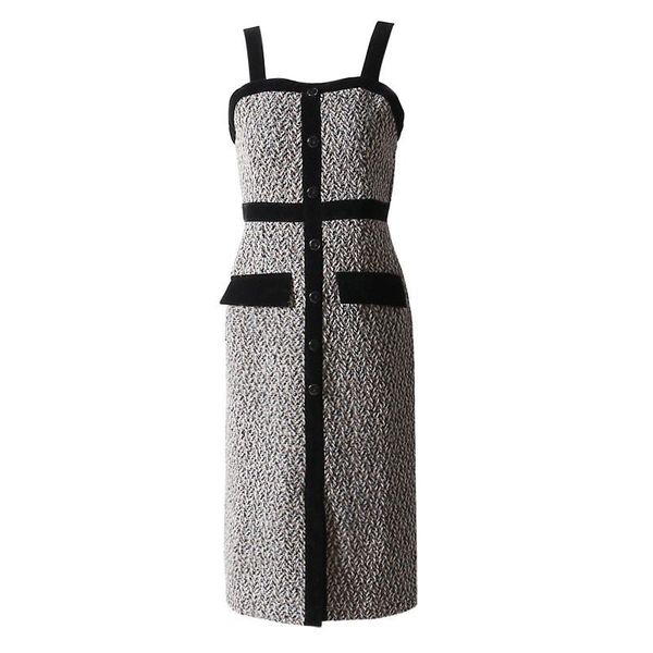 casual dresses elegant woolen dress 2021 spring jacquard stitching office velvet long strap buttons sleeveless high waist slim, Black;gray
casual dresses elegant woolen dress 2021 spring jacquard stitching office velvet long strap buttons sleeveless high waist slim, Black;gray