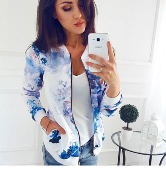 women's jackets plus size printed bomber jacket women pockets zipper long sleeve coat female flower chiffon white woman spring1, Black;brown
women's jackets plus size printed bomber jacket women pockets zipper long sleeve coat female flower chiffon white woman spring1, Black;brown