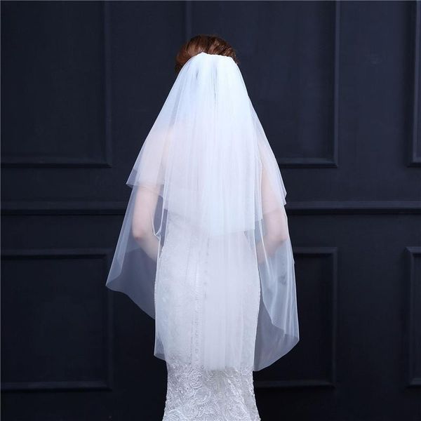 bridal veils romantic white ribbon edges wedding veil two layer soft illusion for women hair accessories c40, Black
bridal veils romantic white ribbon edges wedding veil two layer soft illusion for women hair accessories c40, Black