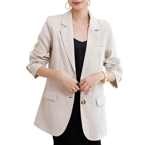 women's suits & blazers blazer women korean lapel full sleeve slim loose jacket 2021 autumn casual pockets elegant female cx1805, White;black
women's suits & blazers blazer women korean lapel full sleeve slim loose jacket 2021 autumn casual pockets elegant female cx1805, White;black