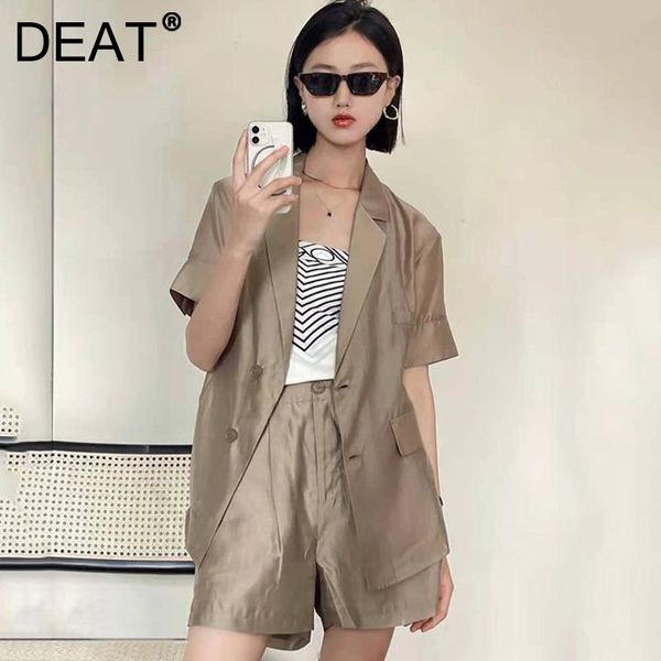 women's tracksuits deat 2021 spring autumn fashion casual solid color loose blazer temperament slim shorts two piece set women sk573, Gray
women's tracksuits deat 2021 spring autumn fashion casual solid color loose blazer temperament slim shorts two piece set women sk573, Gray