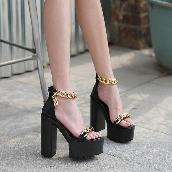 womens sandals summer women's shoes metal chain word with water platform thick heel hollow high, Black
womens sandals summer women's shoes metal chain word with water platform thick heel hollow high, Black