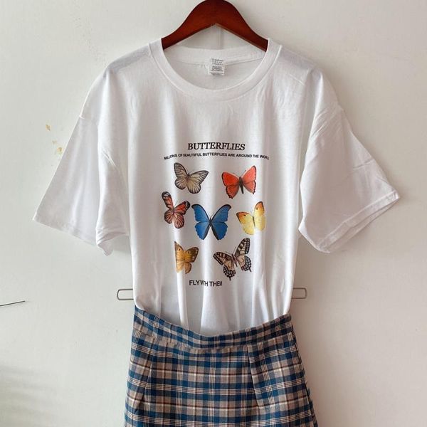 women's t-shirt vip hjn butterfly with them letter graphic tee women t shirt khaki begie fashion tees, White
women's t-shirt vip hjn butterfly with them letter graphic tee women t shirt khaki begie fashion tees, White