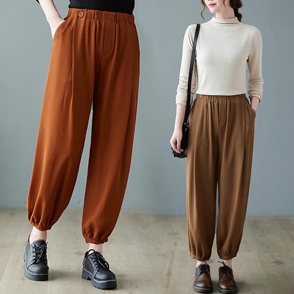 women's pants & capris solid color casual autumn fat mm large elastic waist harlan leg tied lantern nine point, Black;white
women's pants & capris solid color casual autumn fat mm large elastic waist harlan leg tied lantern nine point, Black;white