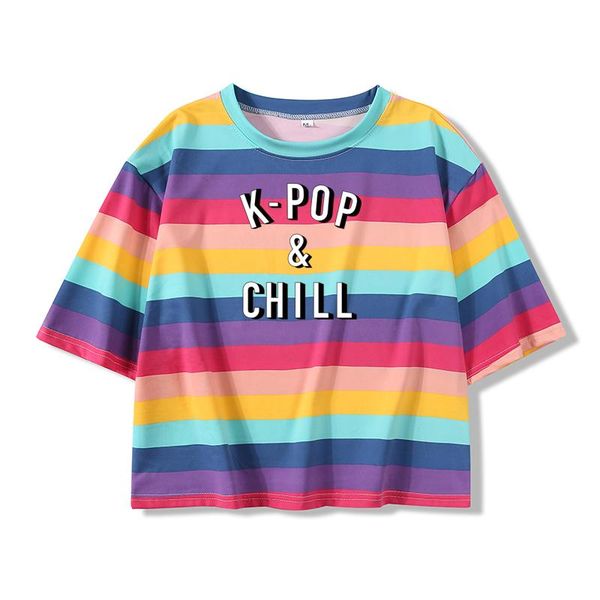 women's t-shirt kpop style women clothes graphic and chill printed harajuku tshirts rainbow stripes sweet t shirt crop, White
women's t-shirt kpop style women clothes graphic and chill printed harajuku tshirts rainbow stripes sweet t shirt crop, White