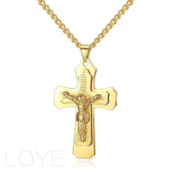 pendant necklaces hanging christian jesus cross necklace stainless steel link chain gold color for men, Silver
pendant necklaces hanging christian jesus cross necklace stainless steel link chain gold color for men, Silver