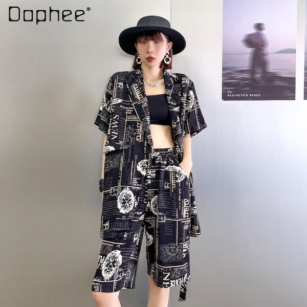 women's two piece pants 2021 suit loose printing and dyeing summer fashion fifth shorts two-piece for women, White
women's two piece pants 2021 suit loose printing and dyeing summer fashion fifth shorts two-piece for women, White